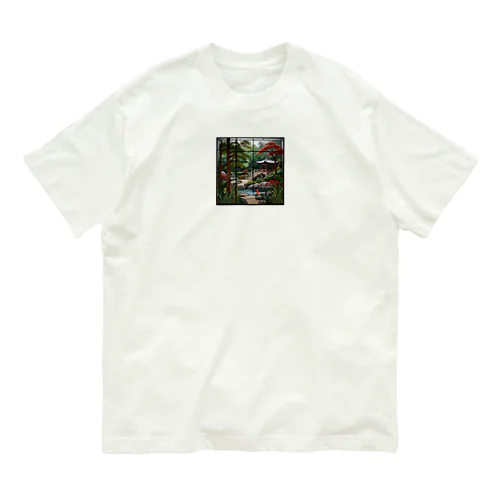 アジア禅庭園ステンドグラス Organic Cotton T-Shirt