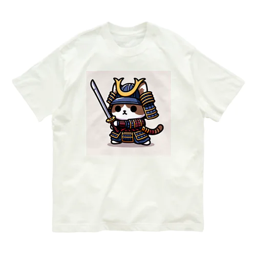 武士にゃんこ オーガニックコットンTシャツ