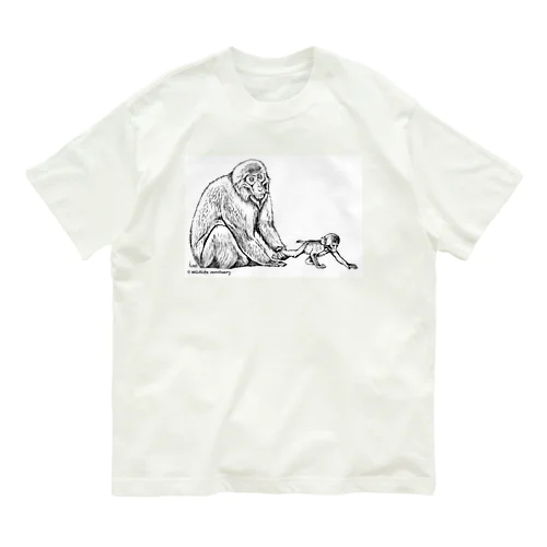 ニホンザルの親子 Organic Cotton T-Shirt