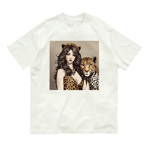 美女と豹 オーガニックコットンTシャツ