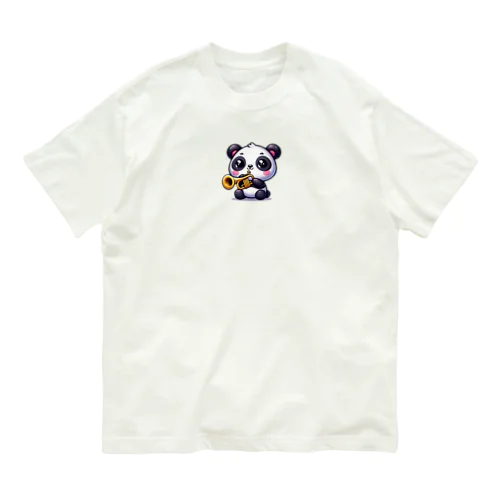 ラッパ吹きのパンダ オーガニックコットンTシャツ