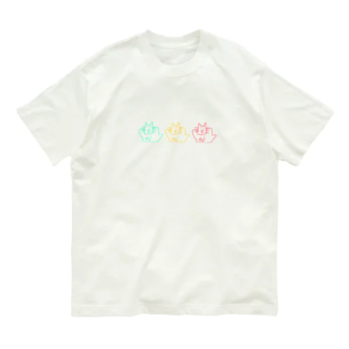 肩幅の広いねこ3匹 Organic Cotton T-Shirt