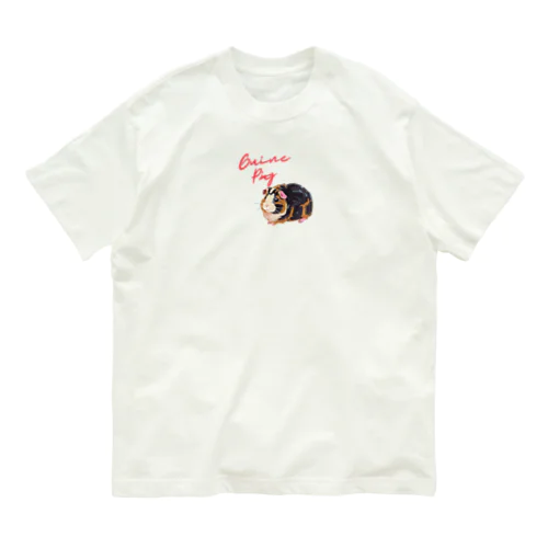 油絵風「GuineaPig」三毛モルモット Organic Cotton T-Shirt