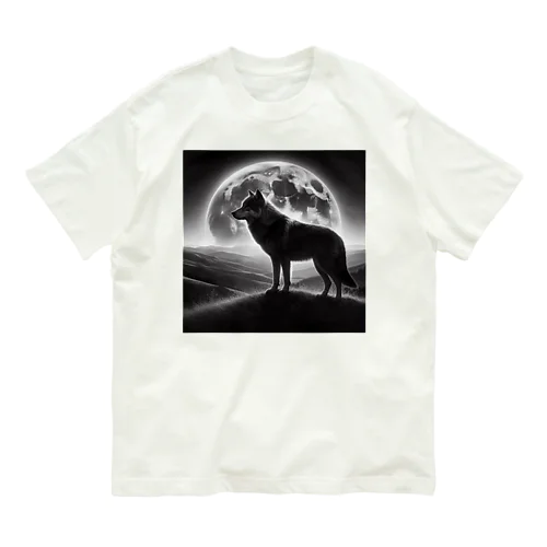 Full Moon Lonly Wolf オーガニックコットンTシャツ