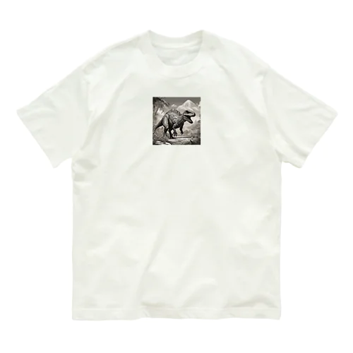 白黒恐竜 オーガニックコットンTシャツ