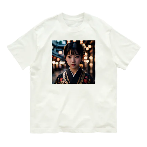 着物の少女 オーガニックコットンTシャツ