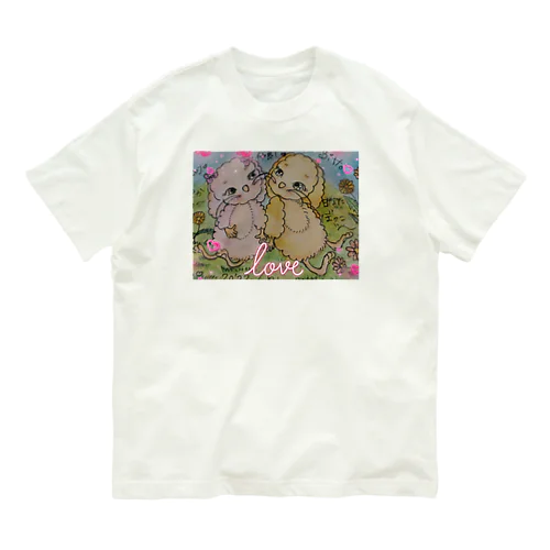 春の陽気♪Lavie ＆ Bit〜たれ耳うさぎの妖精san〜 オーガニックコットンTシャツ