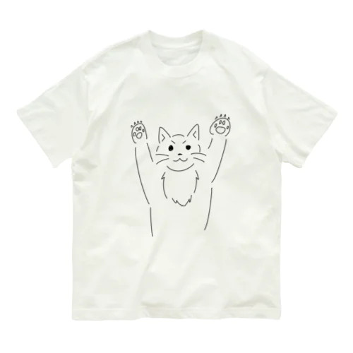 飛びかかる猫 オーガニックコットンTシャツ