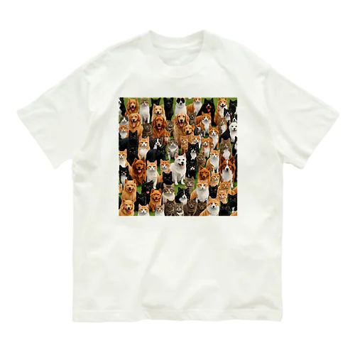 犬と猫 オーガニックコットンTシャツ