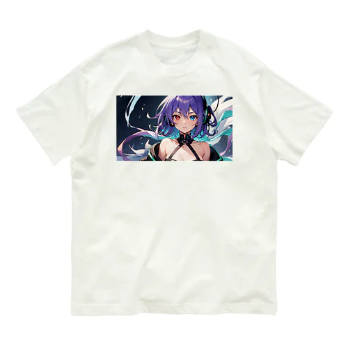 紫髪のオッドアイ美少女 オーガニックコットンTシャツ