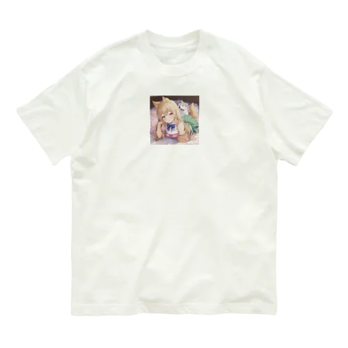 キュートな女の子 オーガニックコットンTシャツ