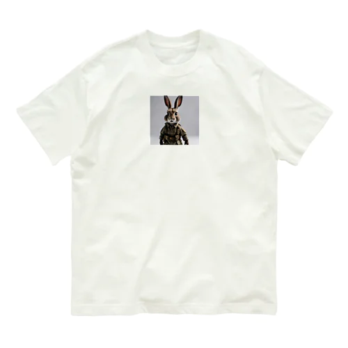 軍人ウサギ#9 オーガニックコットンTシャツ