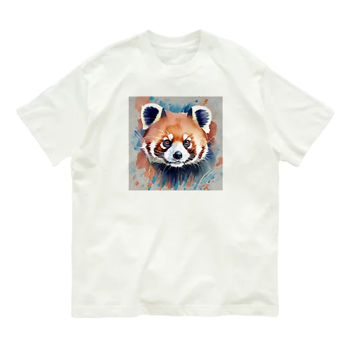 水彩風レッサーパンダ Organic Cotton T-Shirt