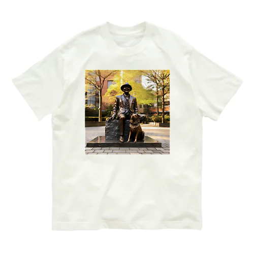 人と犬の銅像　なでしこ1478 Organic Cotton T-Shirt