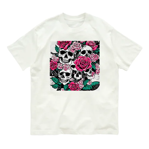 薔薇髑髏01 オーガニックコットンTシャツ