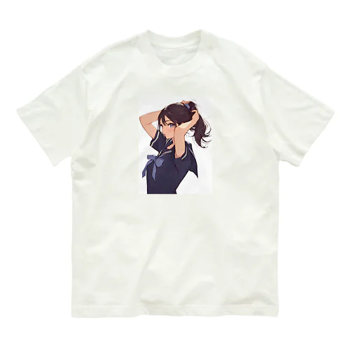 ポニーテールがセクシーな女の子　BLUE PLUM  691 オーガニックコットンTシャツ