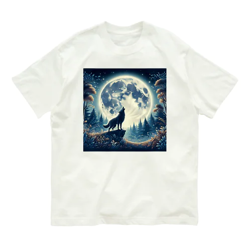 月と狼 オーガニックコットンTシャツ