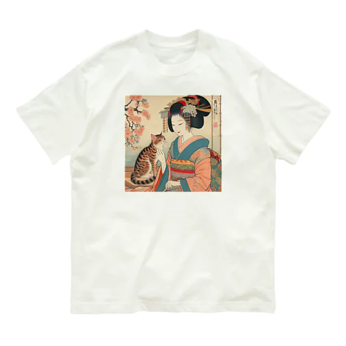 猫LOVE items 雉虎と芸妓 Organic Cotton T-Shirt