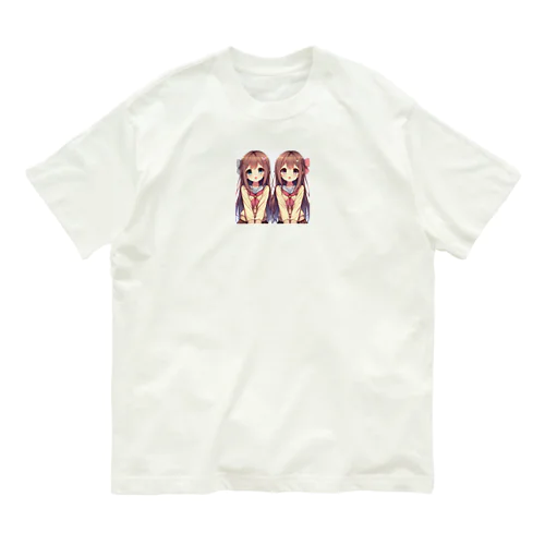 愛らしい可愛い双子の姉妹 Organic Cotton T-Shirt