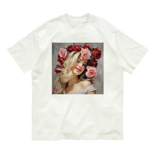 バラの花飾り　なでしこ1478 Organic Cotton T-Shirt