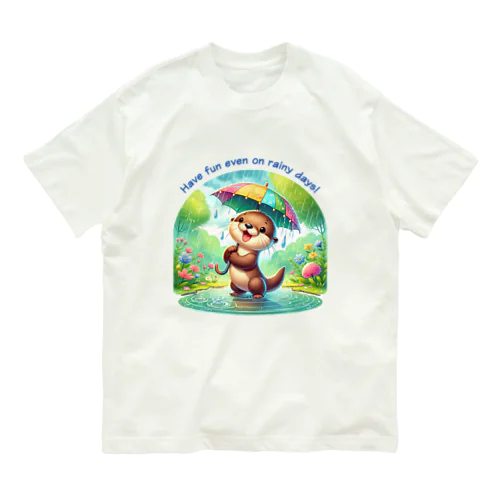 雨の日のお散歩　カワウソくん Organic Cotton T-Shirt