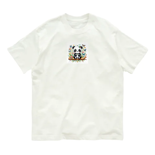 悲し座りパンダ Organic Cotton T-Shirt