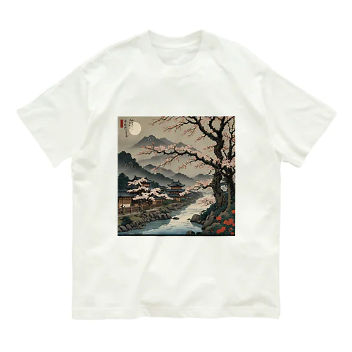 浮世絵　桜と月 オーガニックコットンTシャツ