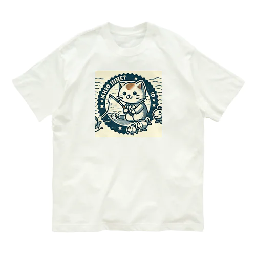 釣り大好きねこちゃん オーガニックコットンTシャツ