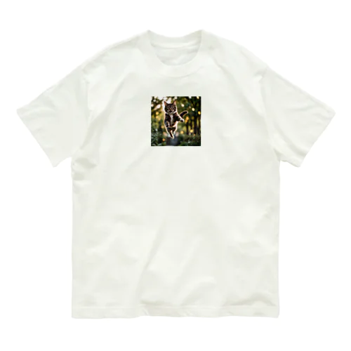 ジャンプしている猫 Organic Cotton T-Shirt