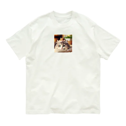 猫とハムスター仲良し Organic Cotton T-Shirt