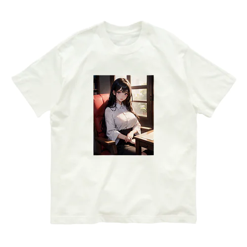 一休みしている美女 オーガニックコットンTシャツ