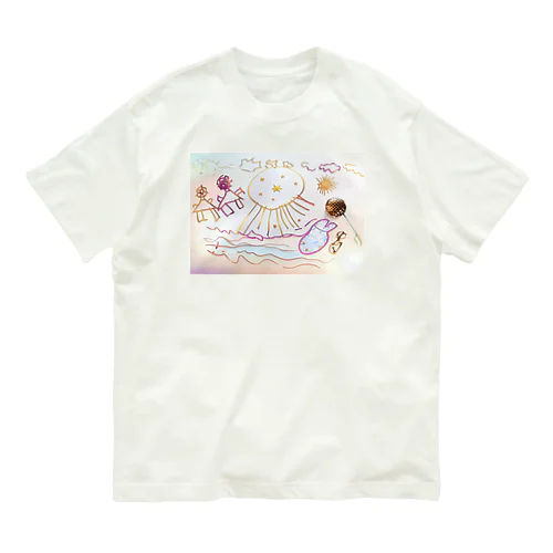 クラゲにビックリ by 5-year-old オーガニックコットンTシャツ