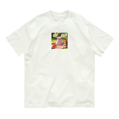 かわいい豚とピクニック Organic Cotton T-Shirt