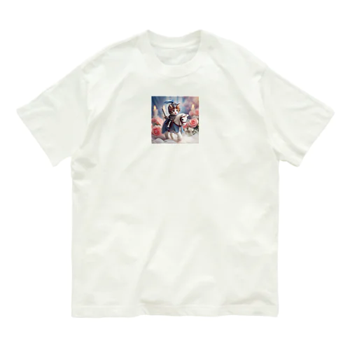 白馬に乗ったネコ王子様4 オーガニックコットンTシャツ