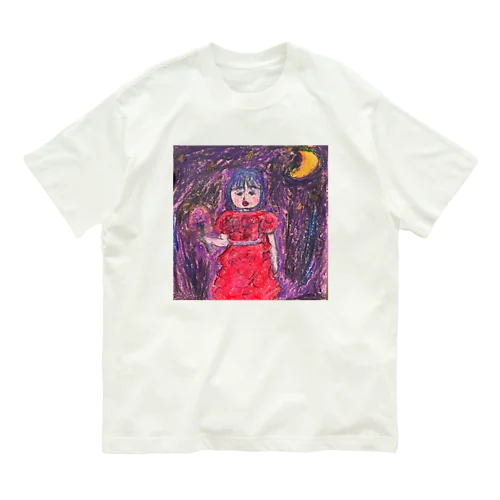 赤いドレスの少女 Organic Cotton T-Shirt