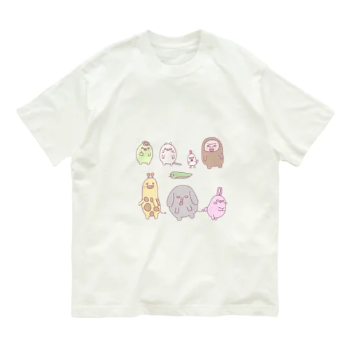 動物集合（´(ｪ)｀） Organic Cotton T-Shirt