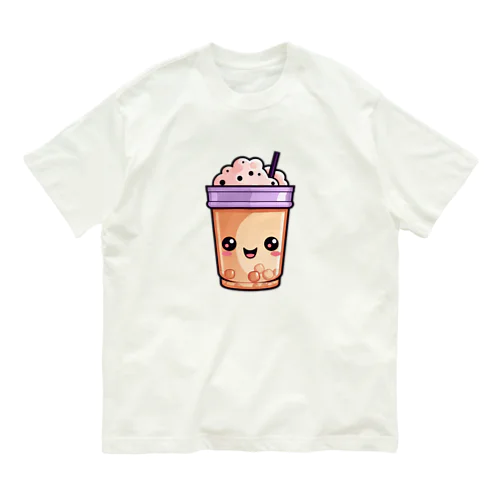 可愛い紫タピオカミルクティー Organic Cotton T-Shirt