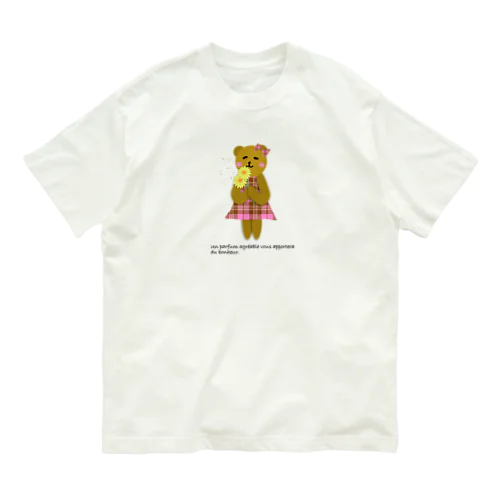 くまのノンチャン　お花の香り Organic Cotton T-Shirt