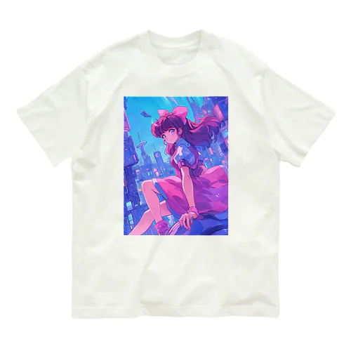 昭和レトロアニメ風近未来ガール Organic Cotton T-Shirt