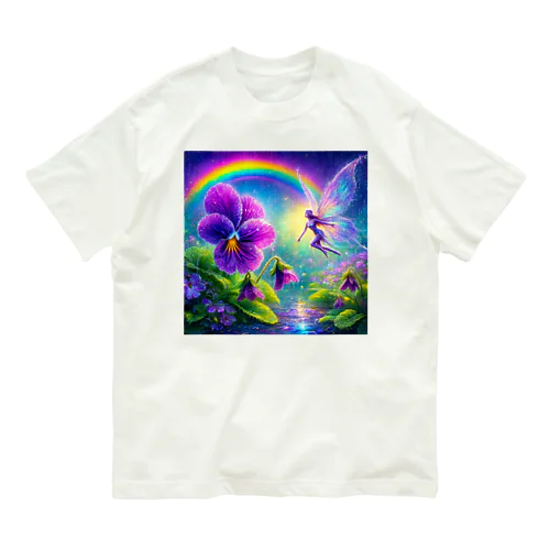 すみれと妖精　雨と虹　 Organic Cotton T-Shirt