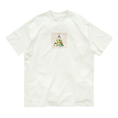 おもちゃのヘリコプターでかわいいカメに会おう Organic Cotton T-Shirt