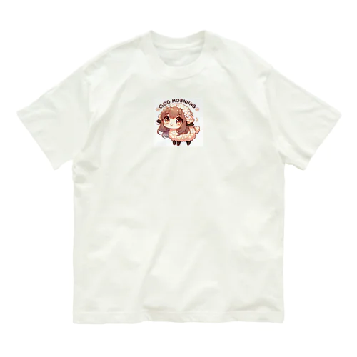 羊さん。かわいい動物が「おはよう」の挨拶 Organic Cotton T-Shirt