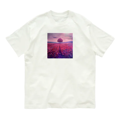 深紅の夕焼けに染まる風景　BLUE PLUM  691 Organic Cotton T-Shirt