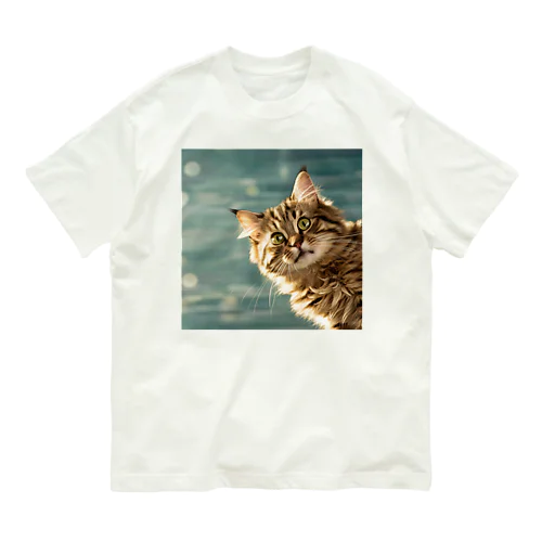 ちらりキャット Organic Cotton T-Shirt