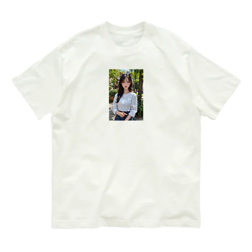 猫耳美女 オーガニックコットンTシャツ