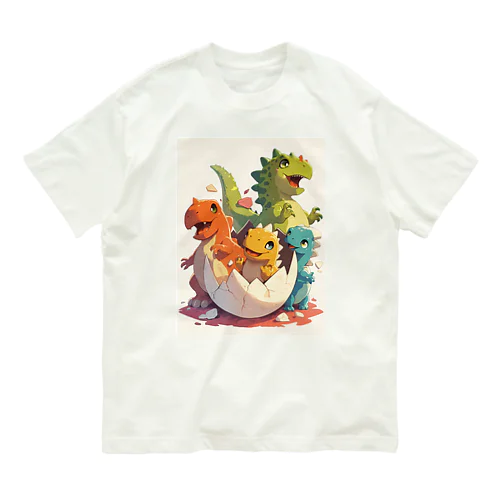恐竜の誕生喜び　なでしこ1478 オーガニックコットンTシャツ