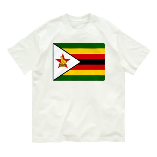 ジンバブエの国旗 유기농 코튼 티셔츠