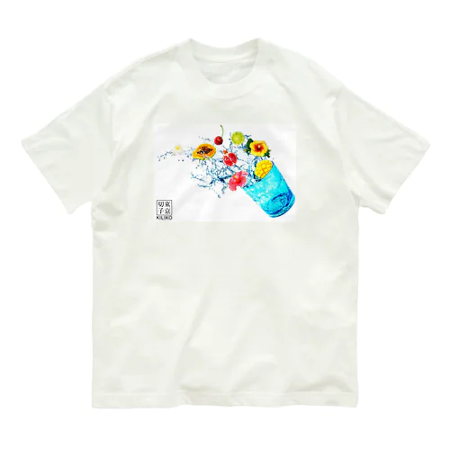 琉球ガラス　青 オーガニックコットンTシャツ