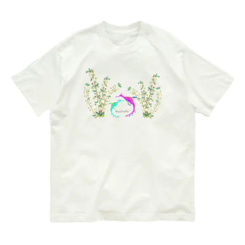 タツノオトシゴ×小花 オーガニックコットンTシャツ