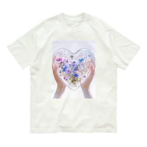 クリスタルの中に押し花がある　なでしこ1478 Organic Cotton T-Shirt